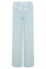 Miley Crochet Waistband Straight Leg Pant - Pale Aqua