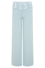 Miley Crochet Waistband Straight Leg Pant - Pale Aqua