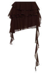 Nora Chiffon Layered Mini Skirt - Cacao Brown
