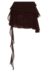 Nora Chiffon Layered Mini Skirt - Cacao Brown