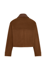 Remy Faux Suede & Leather Collared Jacket - Tan
