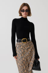 Moniqua Knit Long Sleeve Top - Black