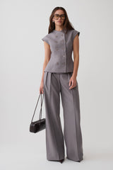 Phoebe Double Breasted Vest - Light Grey Marle