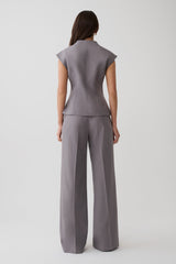 Phoebe Double Breasted Vest - Light Grey Marle