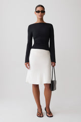 Sabina Cowl Back Long Sleeve Top - Black