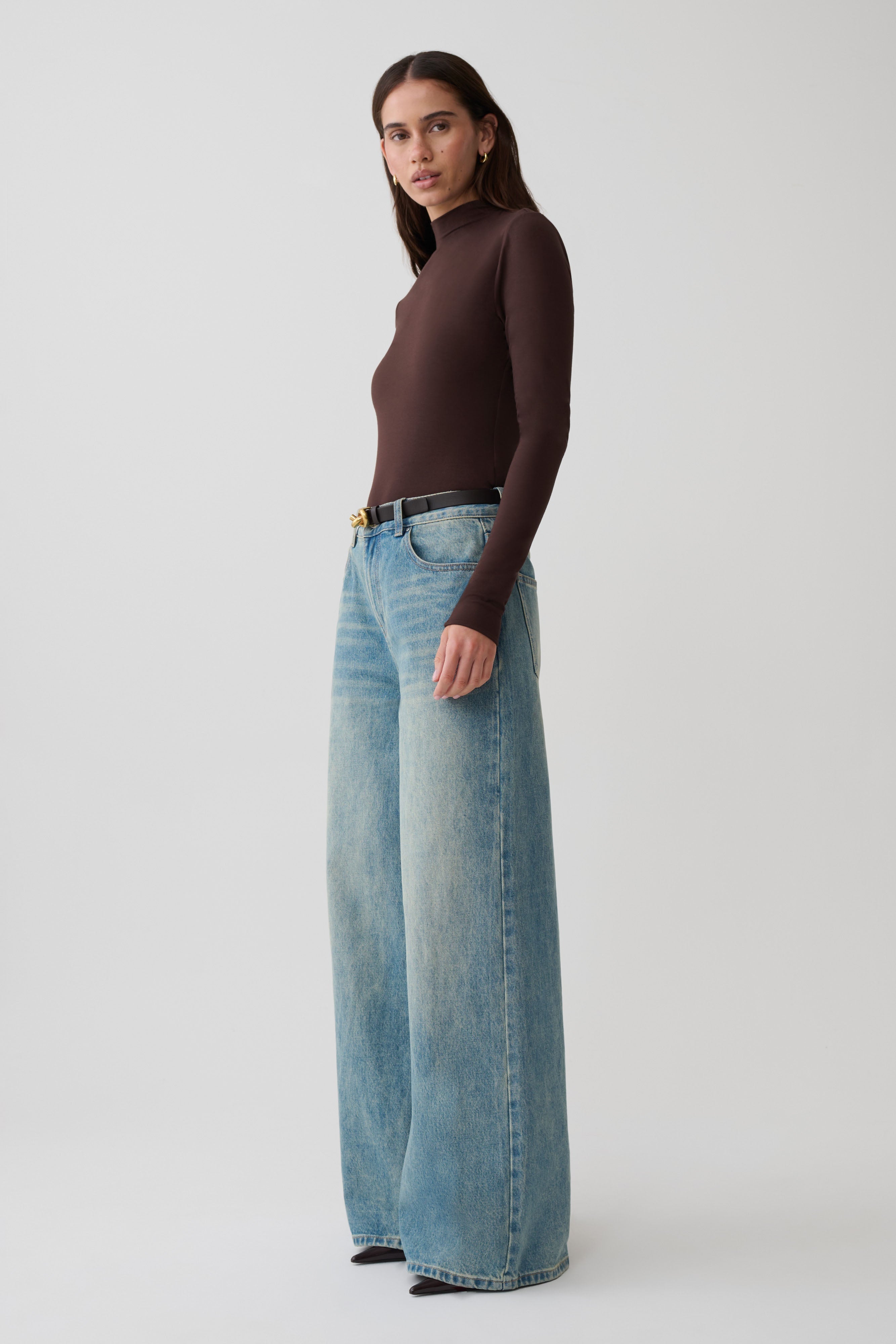 Jurney Longsleeve Roll Neck Top - Dark Chocolate