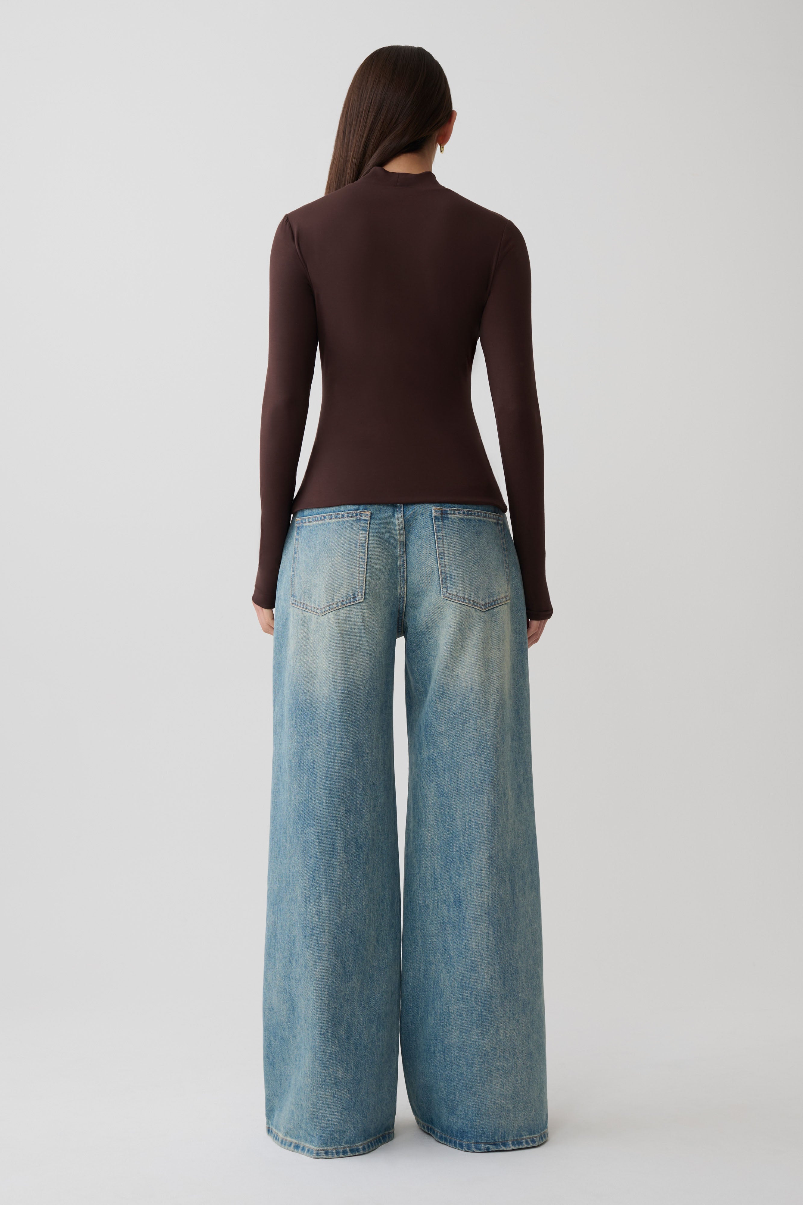Jurney Longsleeve Roll Neck Top - Dark Chocolate