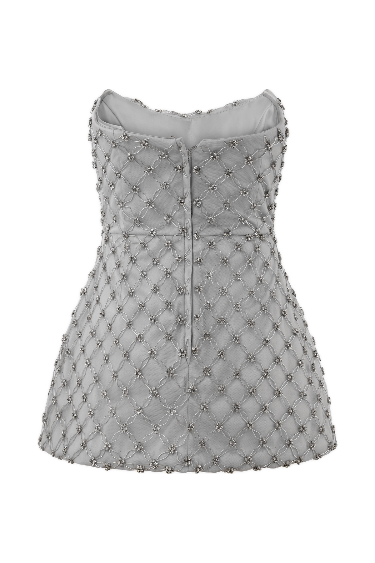 Zuri Hand Beaded Embellished Peplum Corset - Silver