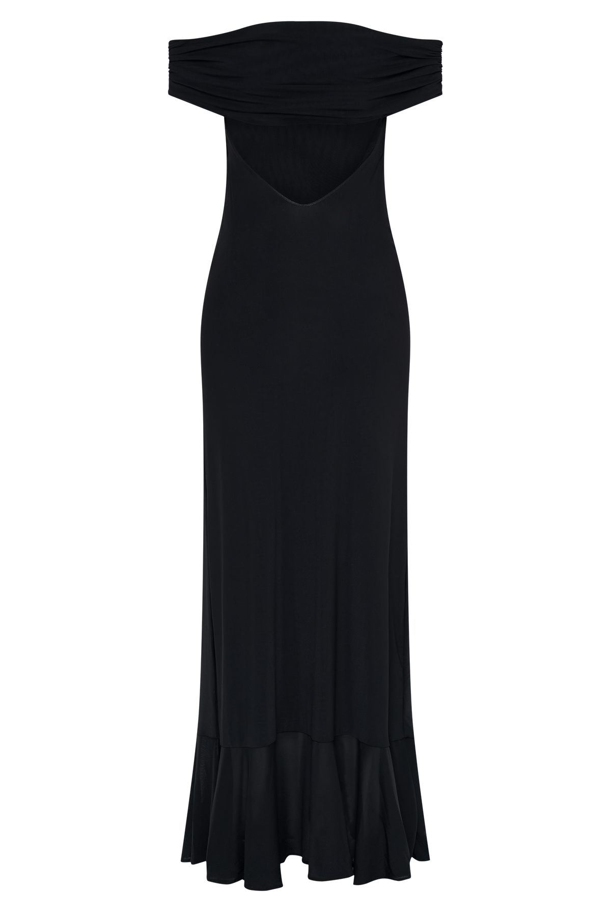 Audrey Off Shoulder Mesh Maxi Dress - Black
